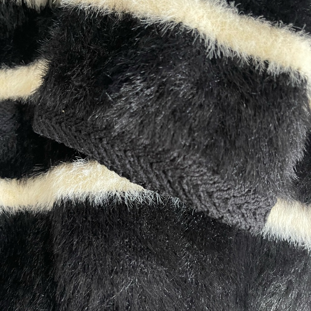 J. CREW Sweater Lady Jacket - Black and Ivory Striped Brushed Yarn - Sz S - Picture 6 of 11